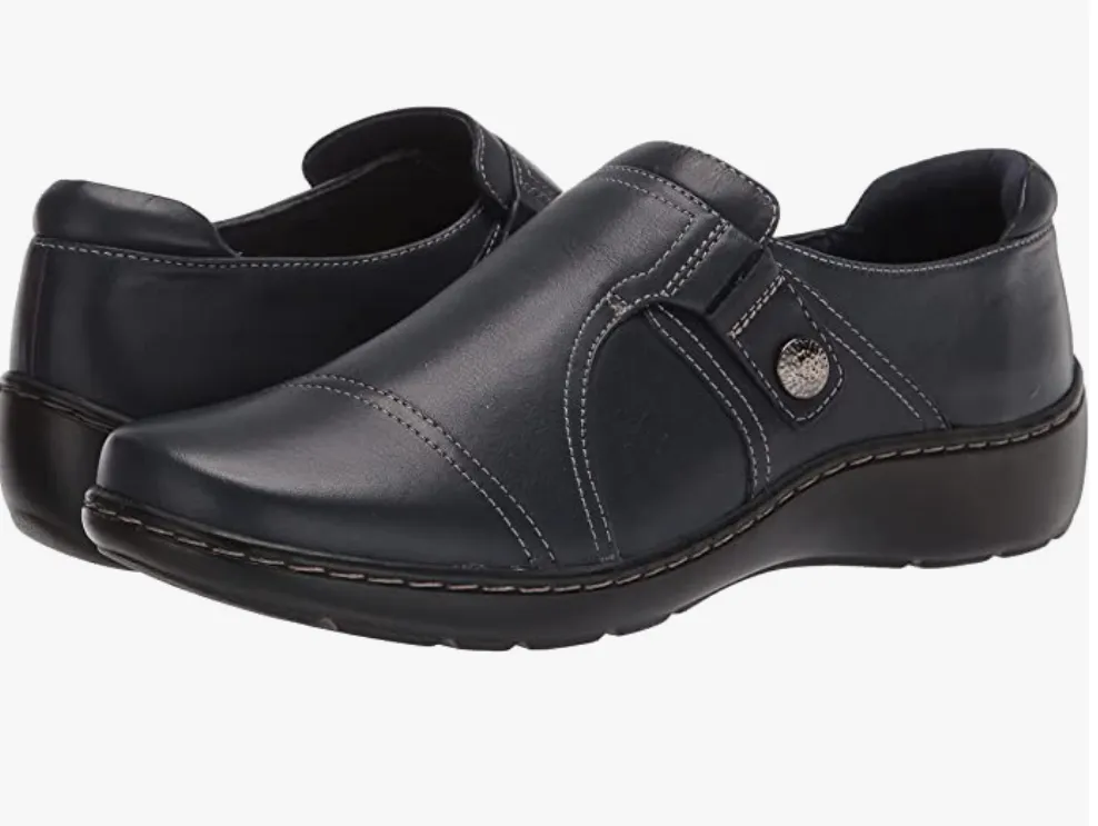 CLARKS CORA POPPY NAVY LEATHER