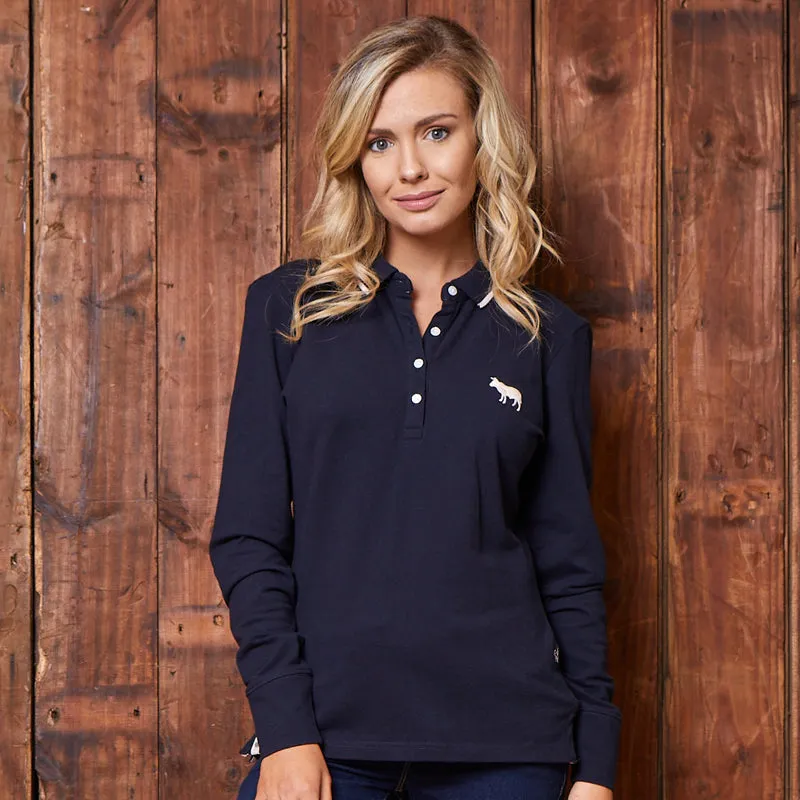 Classic Longsleeve Tipped Polo Midnight