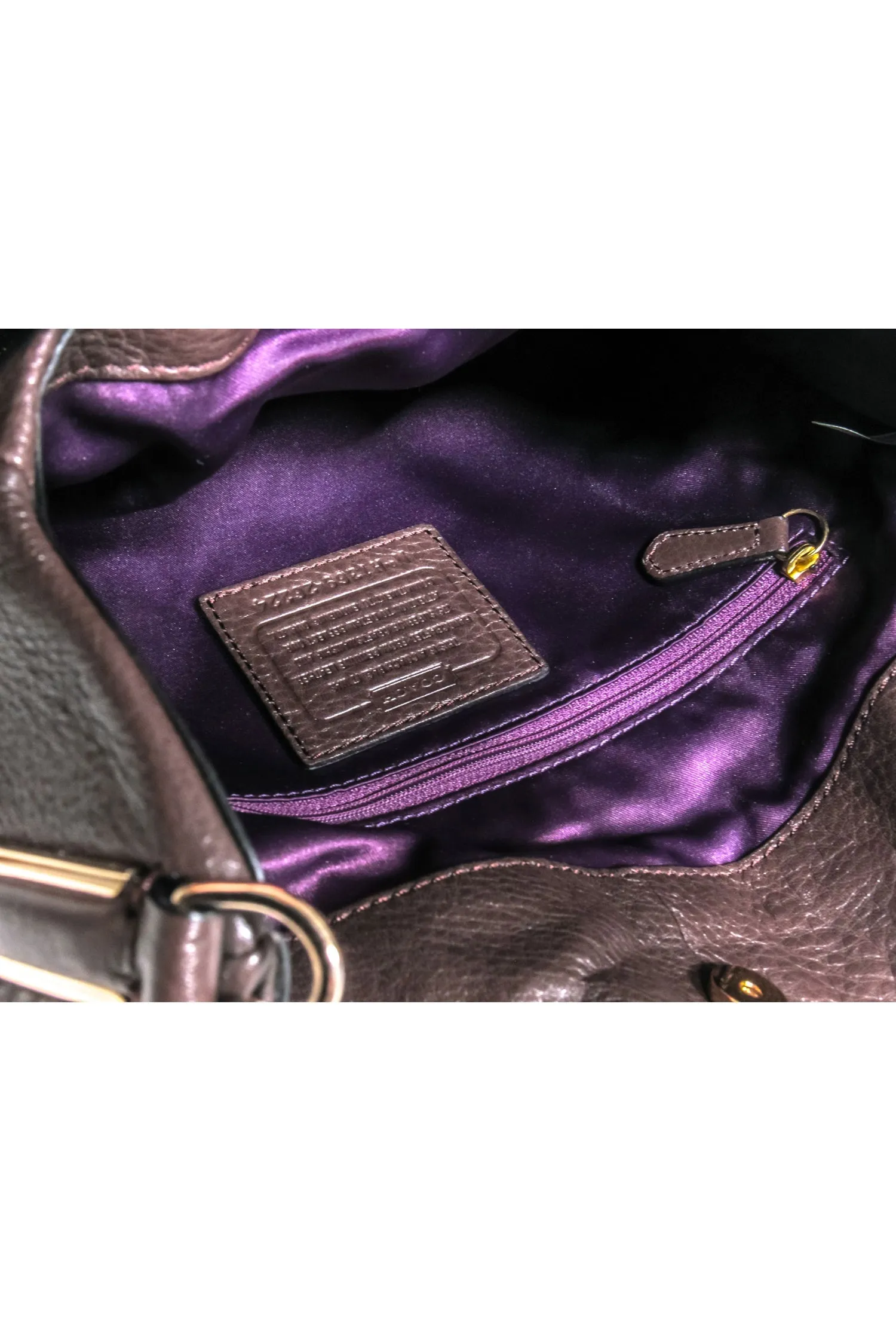 Coach - Dark Brown Pebbled Leather Shoulder Bag