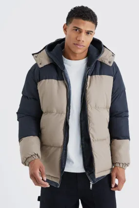 Color Block Hooded Puffer