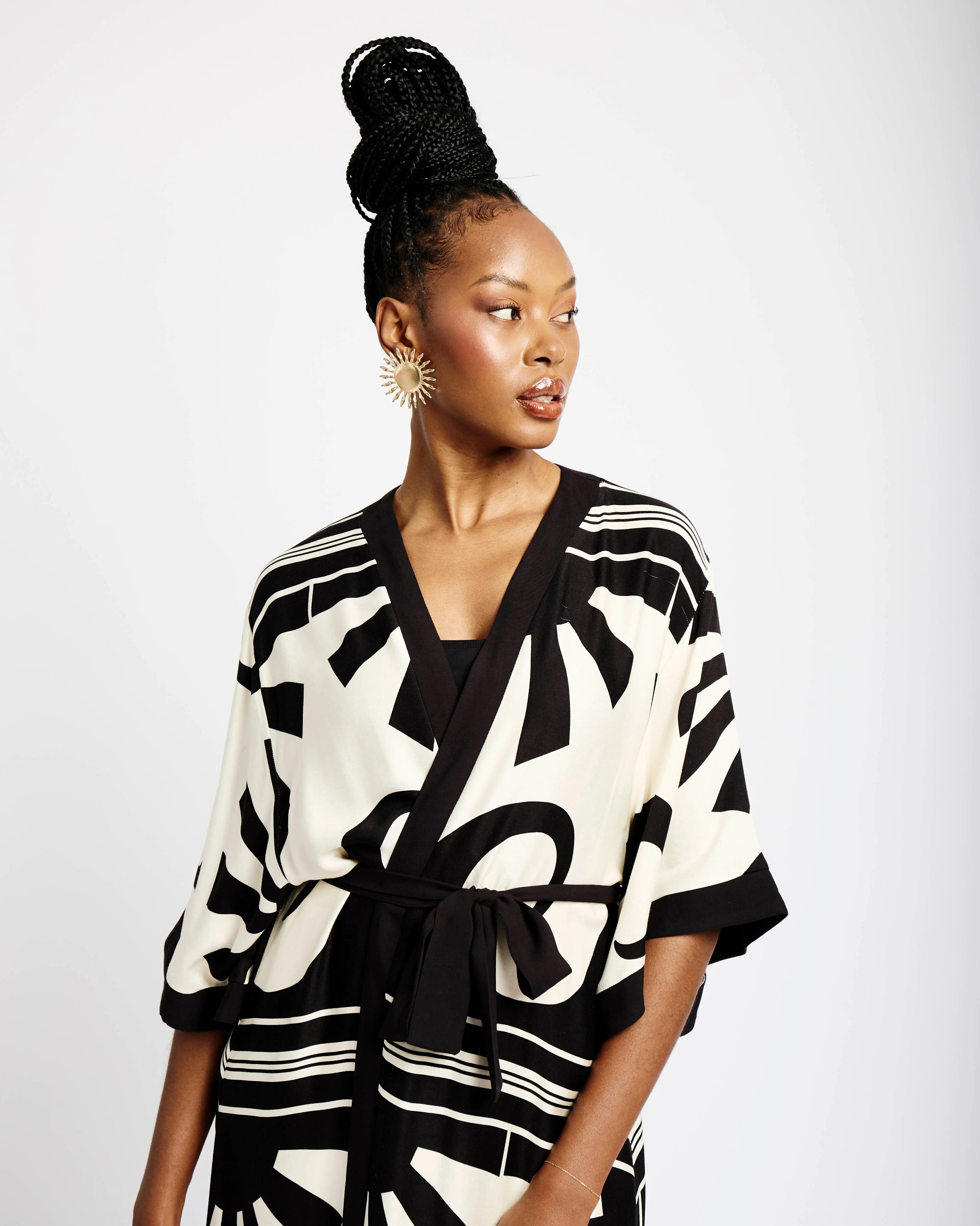 Contrast Edge Maxi Kimono
