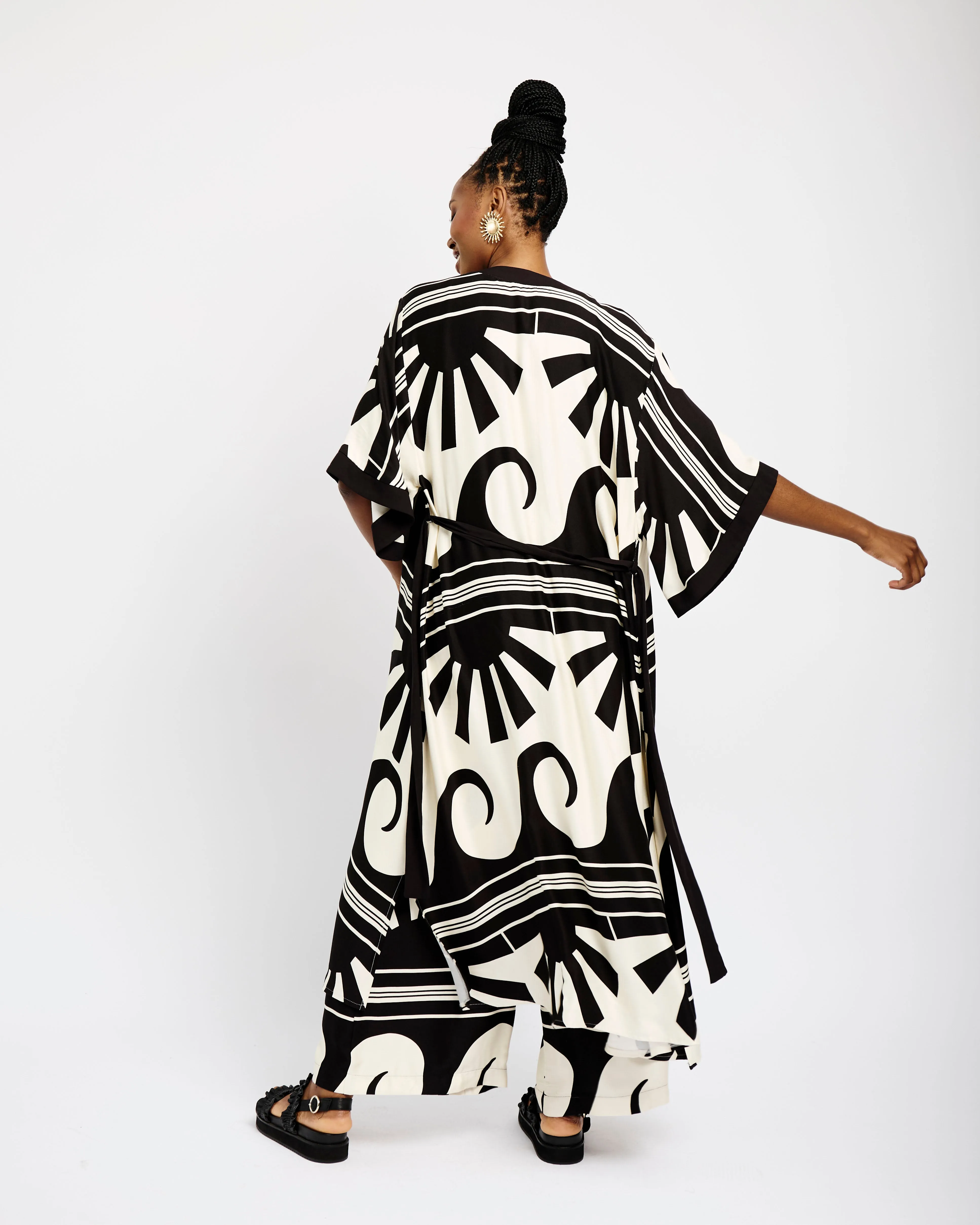 Contrast Edge Maxi Kimono