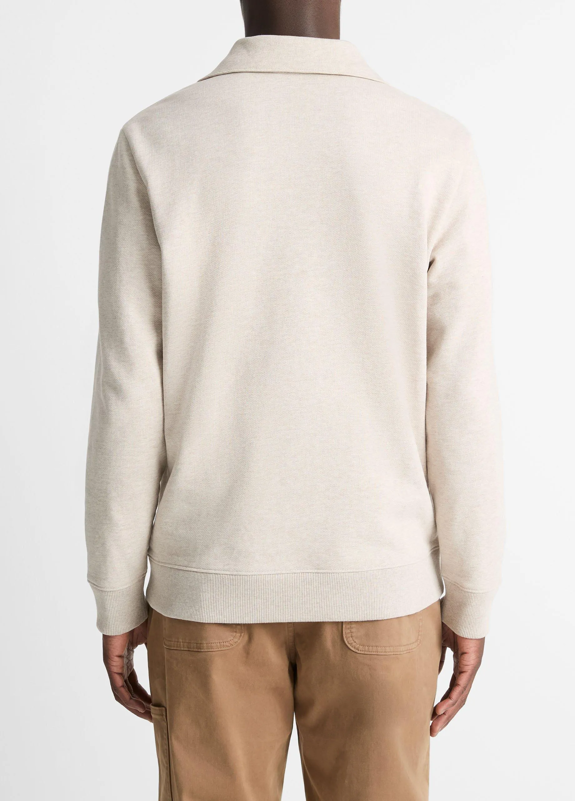 Cotton-Blend Mock Neck Quarter-Zip Pullover