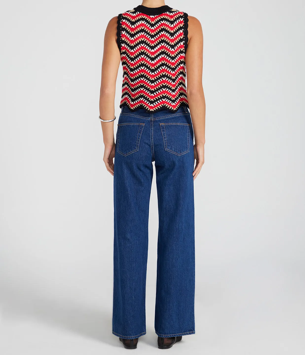 Cotton Crochet Vest in Racing Red