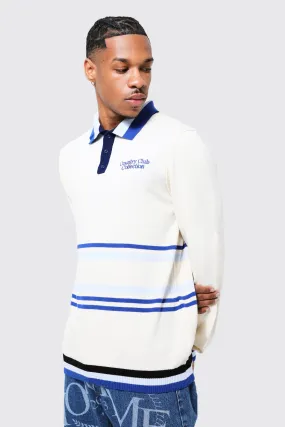 Country Club Knitted Polo | boohooMAN UK