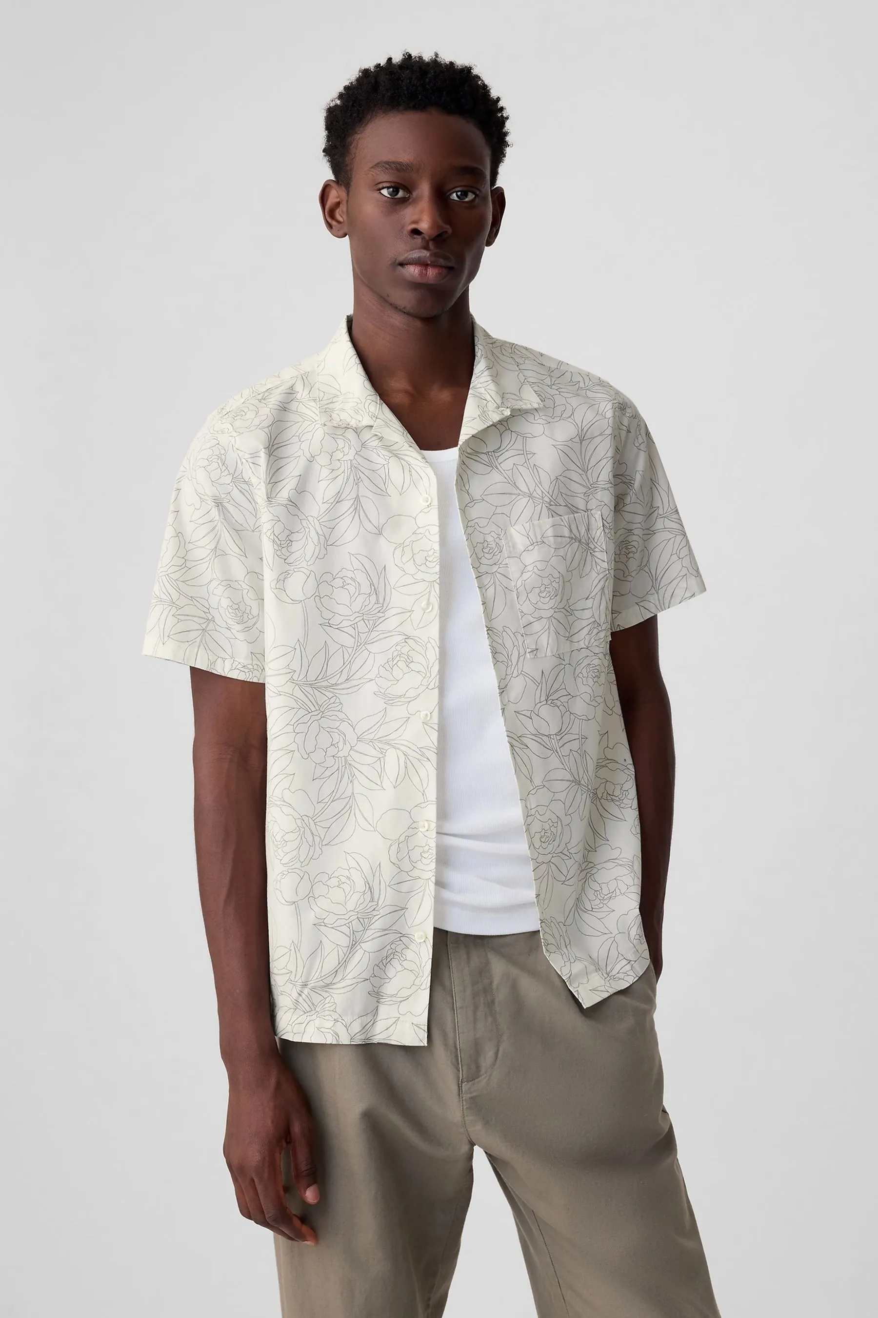 Cream All-Day Standard Fit Poplin Shirt