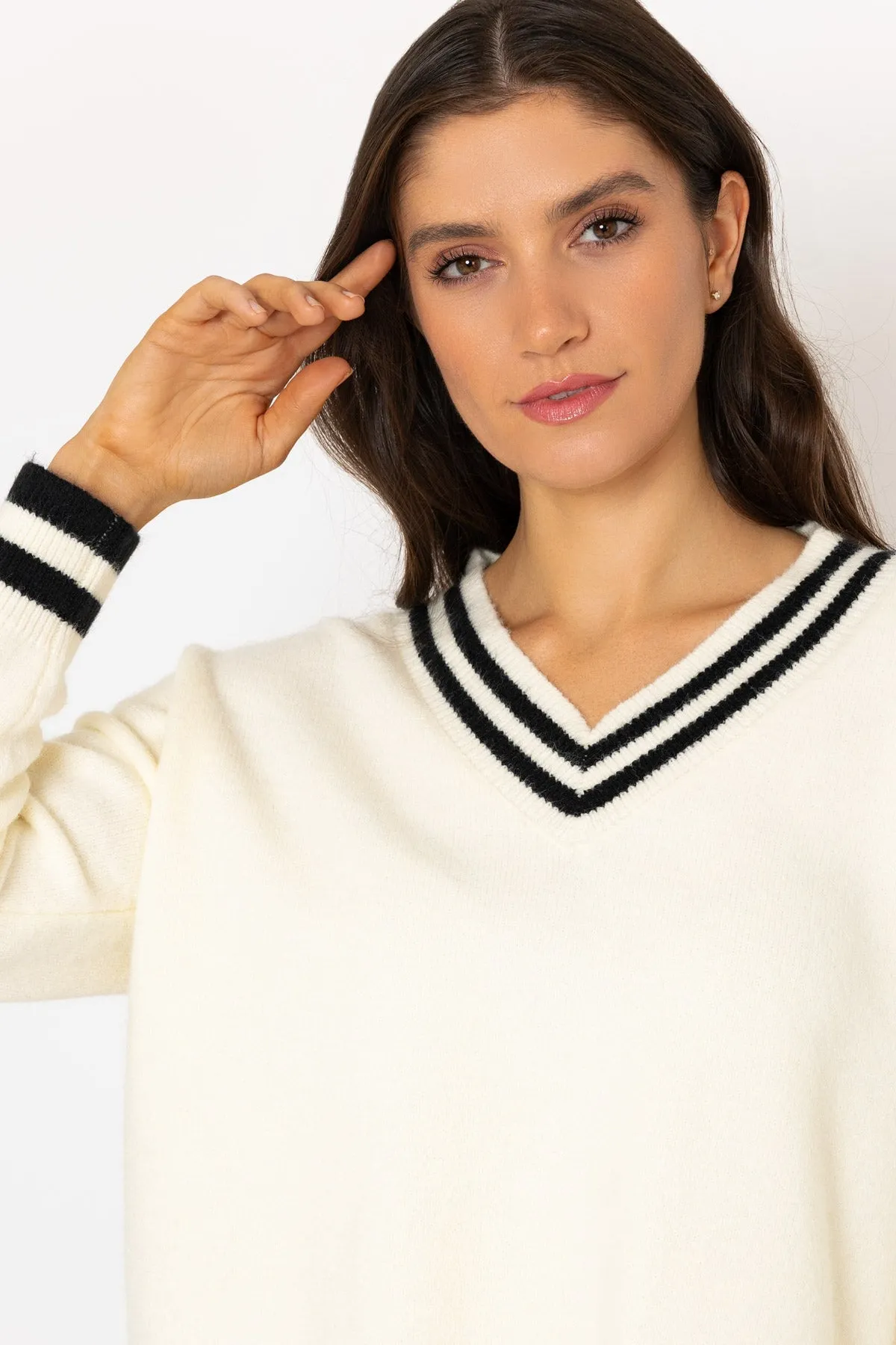 Cream V Neck Cricket Jumper