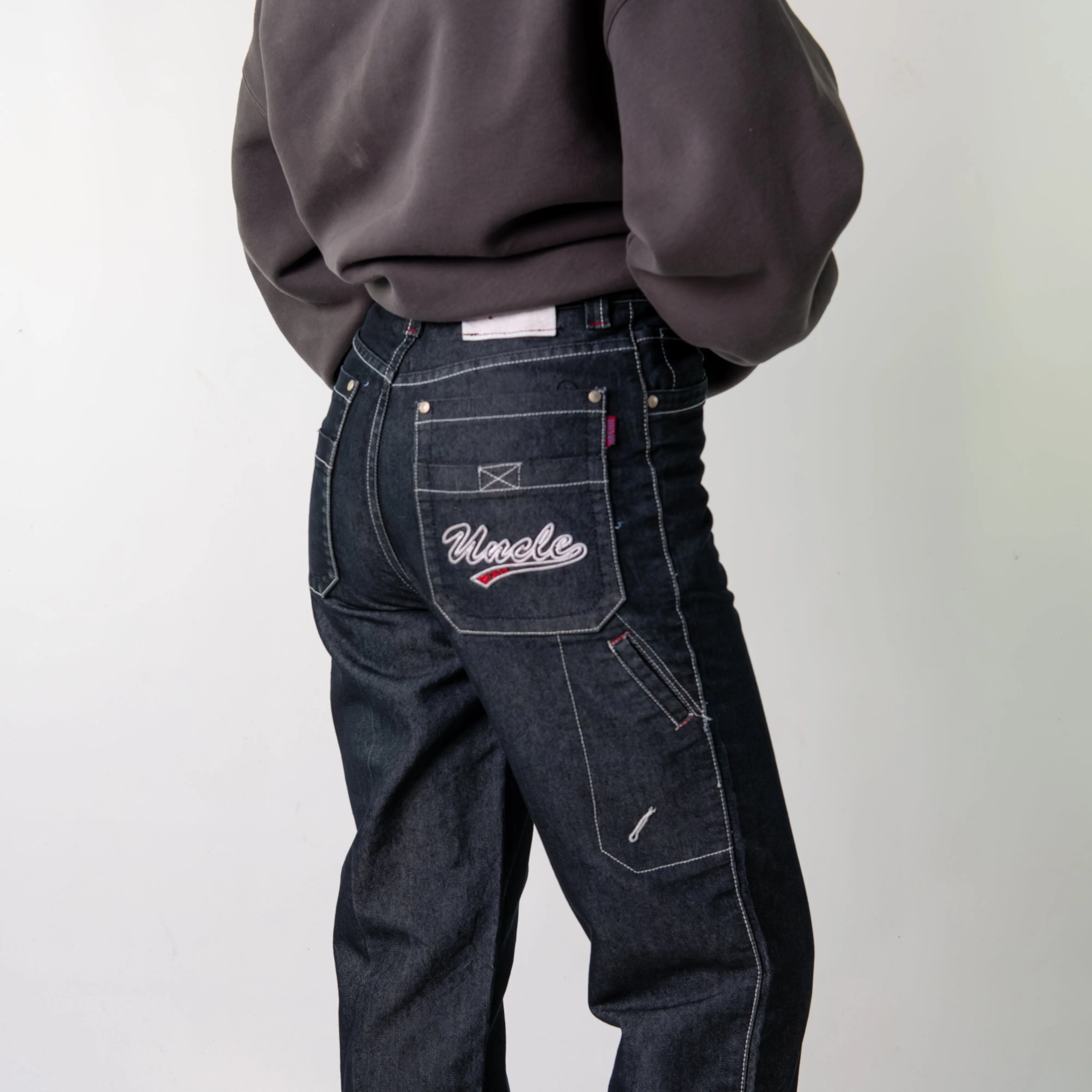 Dark Grey 90s Baggy Hip Hop Uncle Cargo Skater Trousers Pants Jeans (29x31)