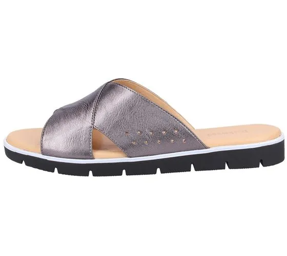 Darkwood mules pour femmes en cuir nappa pantoufles d'été en cuir véritable 8010W 86PA noir métallisé