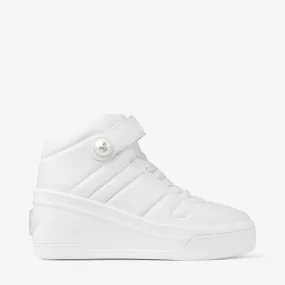 Del Mar White Leather Platform Trainers