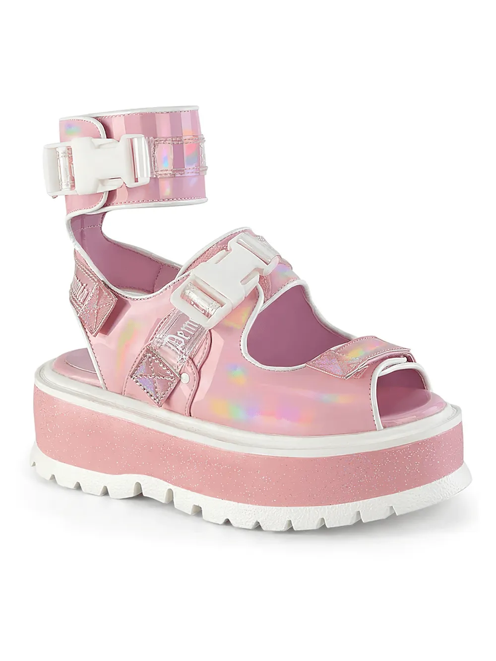 DEMONIA Pastel Goth Platform Sandals with Ankle Cuff Design