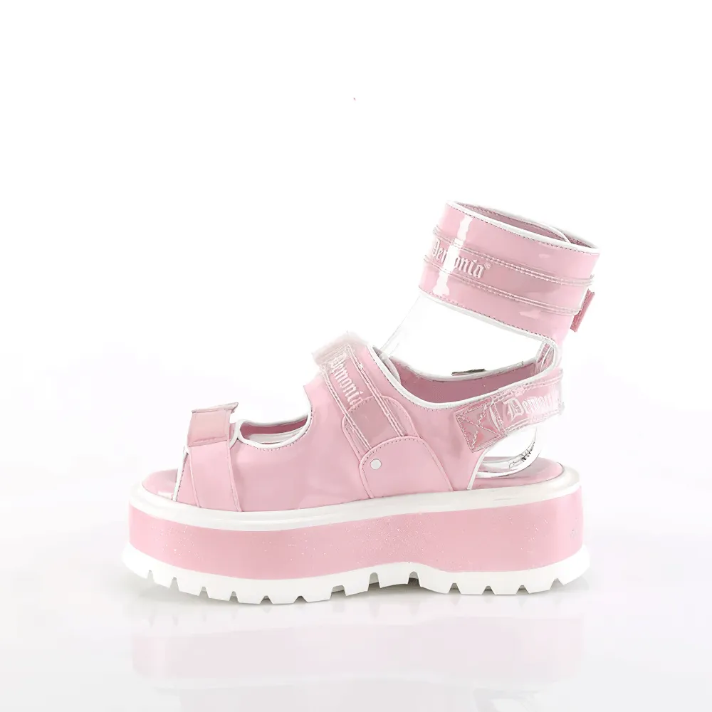 DEMONIA Pastel Goth Platform Sandals with Ankle Cuff Design