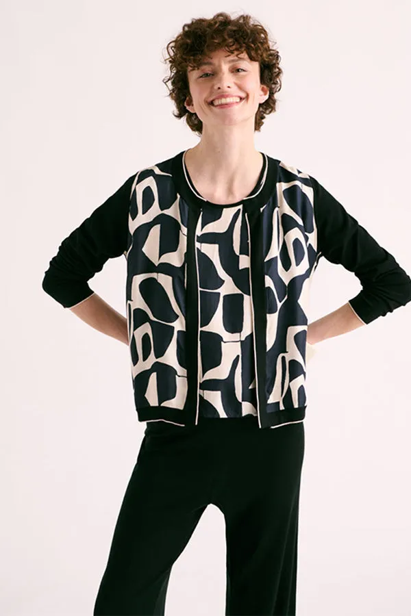 Devernois ANGUIN SILK TWILL PRINTED KNITTED SWEATER