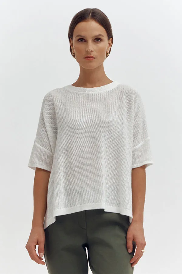 Devernois APYUNI WHITE OVERSIZED KNIT SWEATER