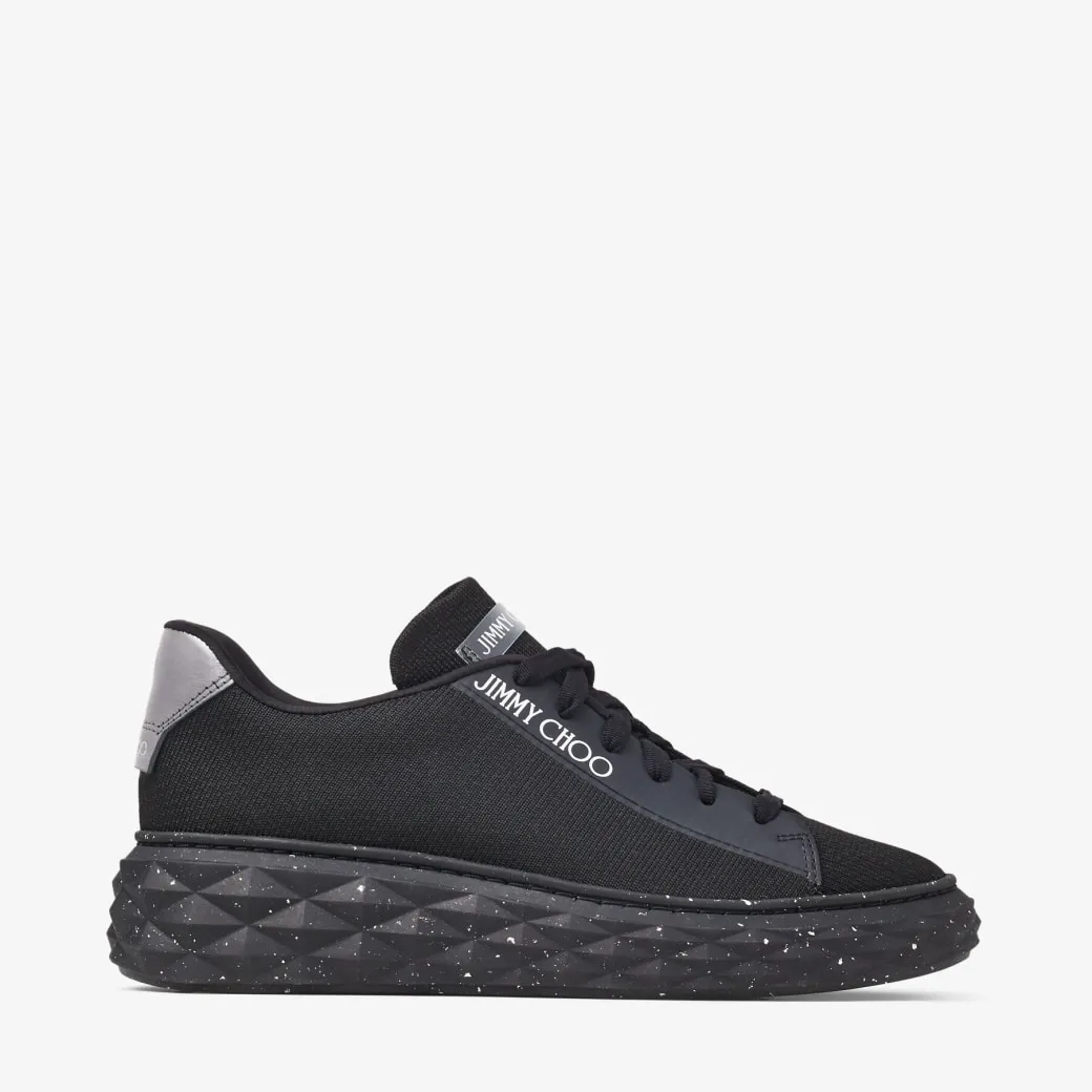 Diamond Light Maxi/F Black Knit Low-Top Trainers with Platform Sole