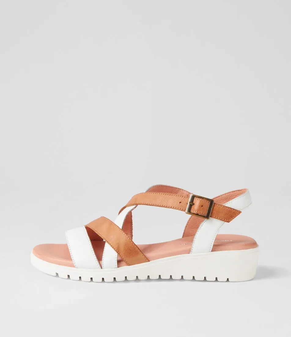 DJANGO & JULIETTE Matedy Lrg White Dark Tan Multi Sandals