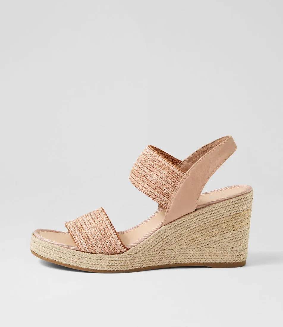 DJANGO & JULIETTE Pivey Coffee Natural Rope Elastic Leather Sandals