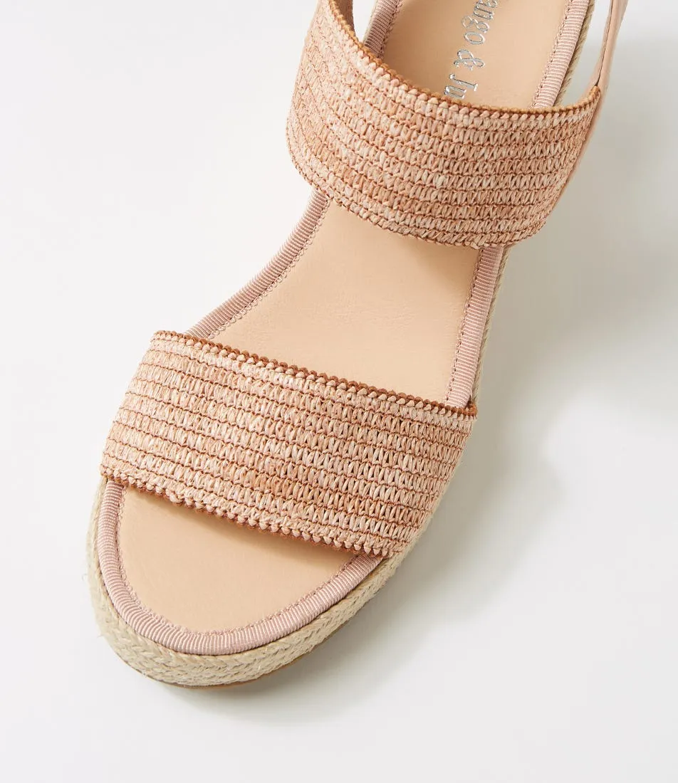 DJANGO & JULIETTE Pivey Coffee Natural Rope Elastic Leather Sandals