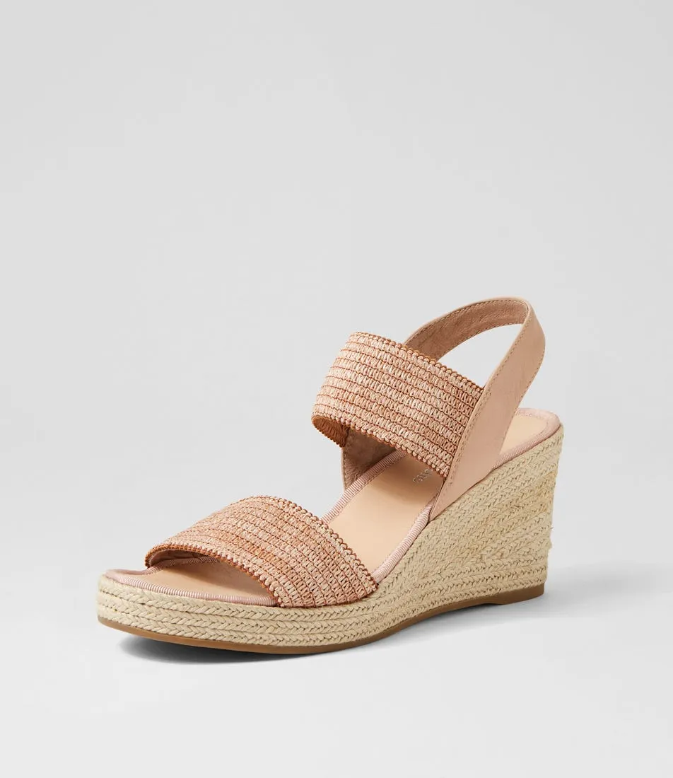 DJANGO & JULIETTE Pivey Coffee Natural Rope Elastic Leather Sandals