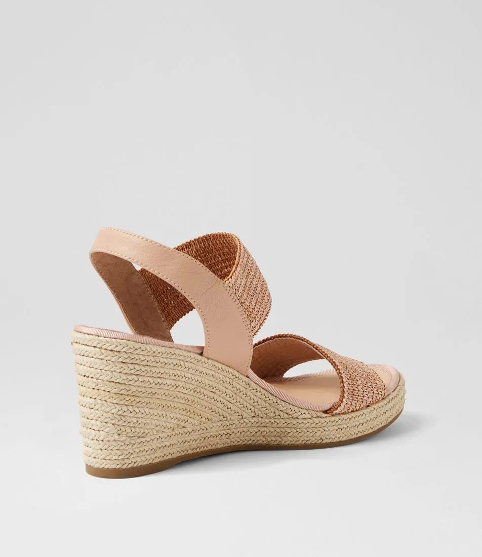 DJANGO & JULIETTE Pivey Coffee Natural Rope Elastic Leather Sandals