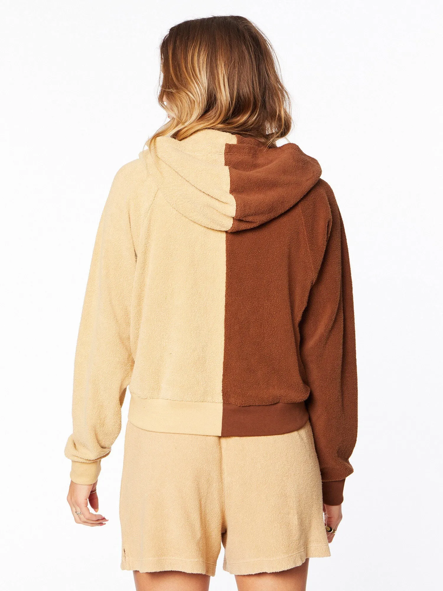 Donni | Terry Duo Zip Up Hoodie | Chocolate/Lychee