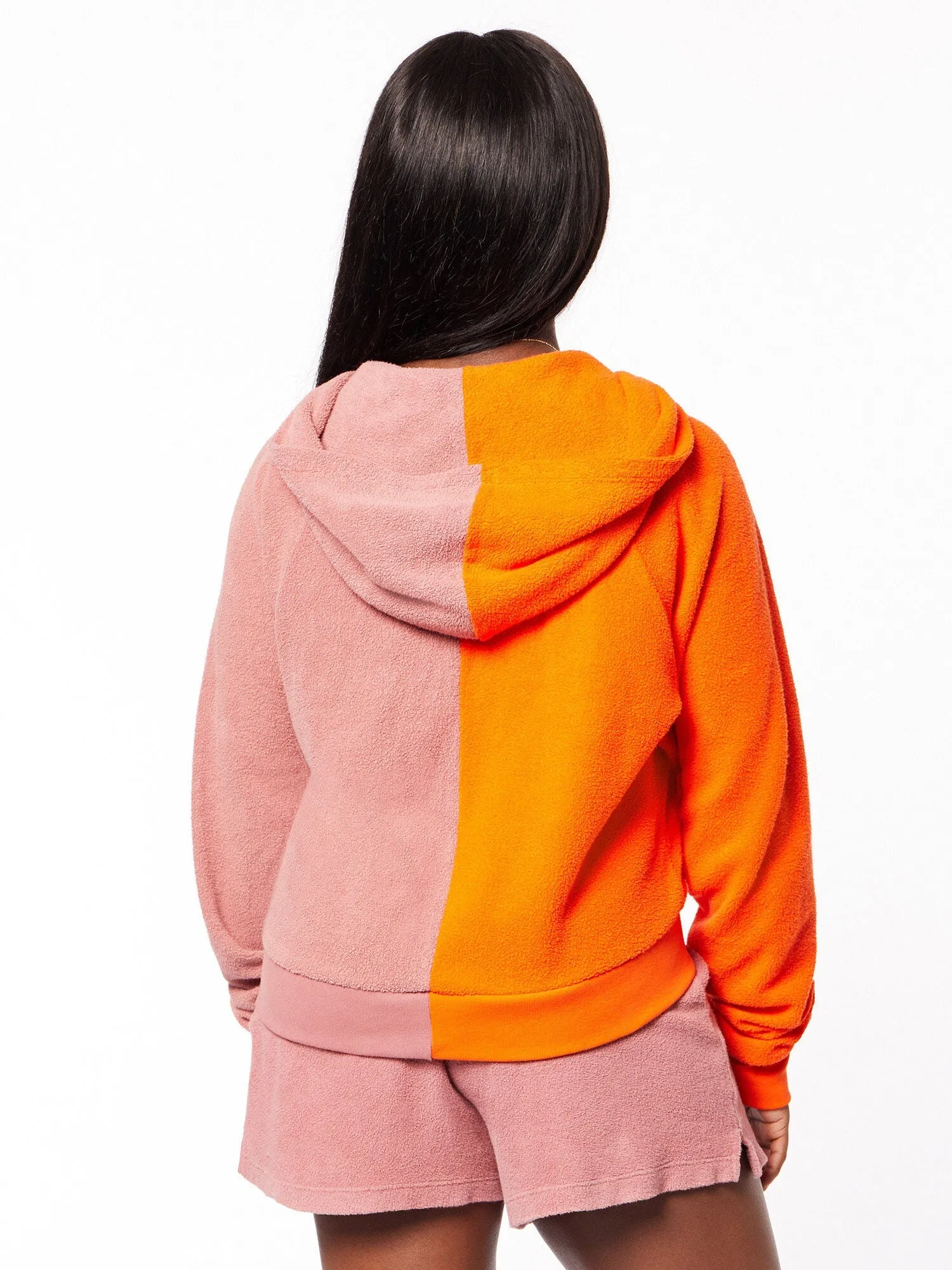 Donni | Terry Duo Zip Up Hoodie | Pink/Orange