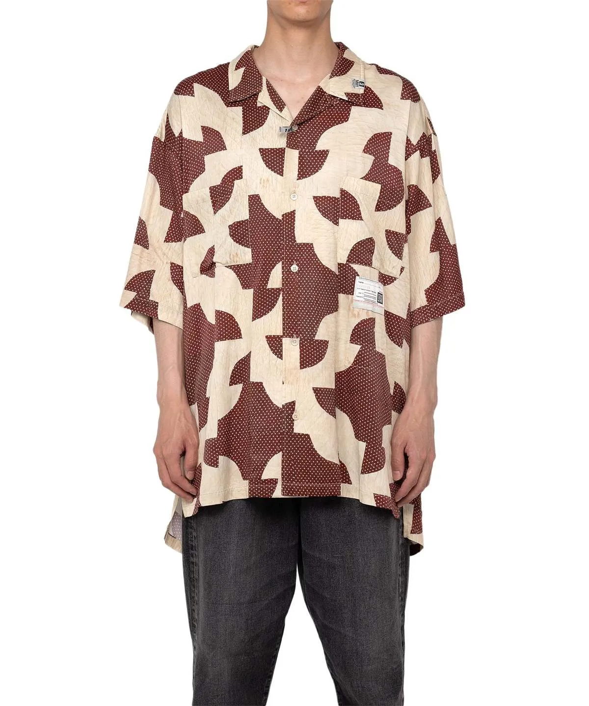 DRUNKER'S PATH QUILT PATTERN PRINTED S/S SHIRTS - BORDEAUX
