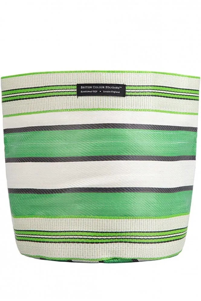 Eco Woven Plant Pot Cover Large in Green Grass, Indigo & Pearl    