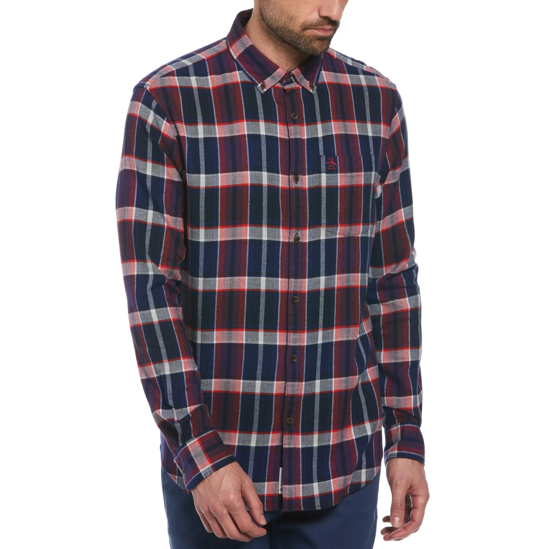 Ecovero Blend Plaid Flannel Shirt In Dark Sapphire