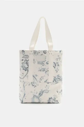 ERDEM denim tote bag white/grey-blue patterned