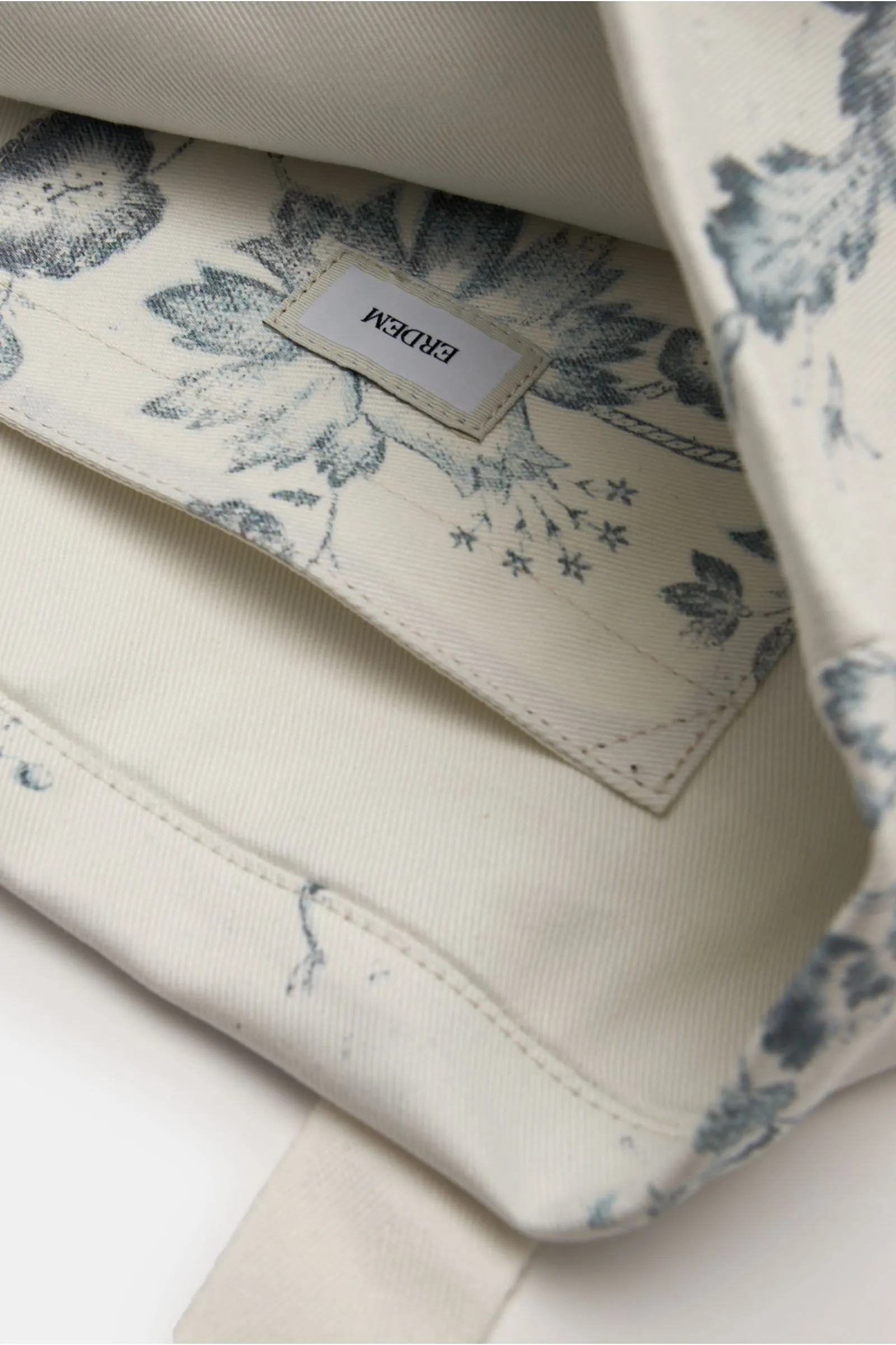 ERDEM denim tote bag white/grey-blue patterned