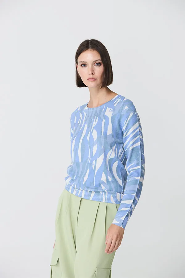 Escorpion BLUE PRINTED ROUND NECK SWEATER