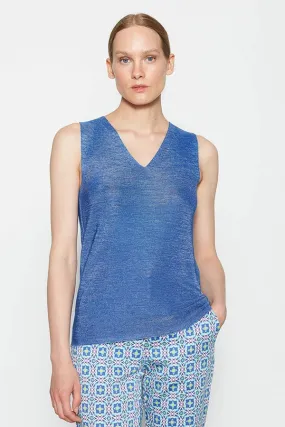 Escorpion BLUE TWO-TONE SLEEVELESS SWEATER