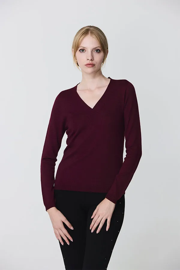 Escorpion CROSSED V-NECK BURGUNDY SWEATER