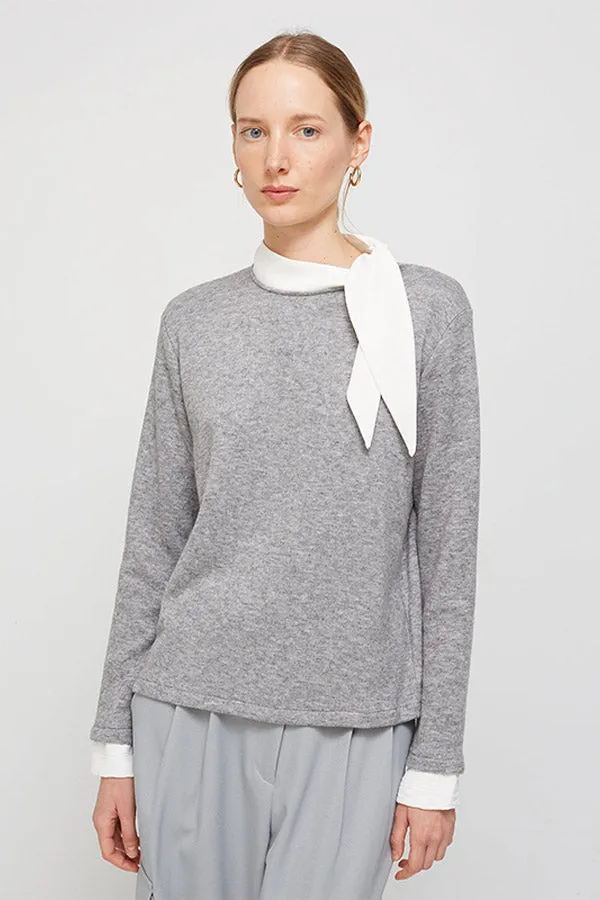 Escorpion KNOT DETAIL GREY BI-MATERIAL SWEATER