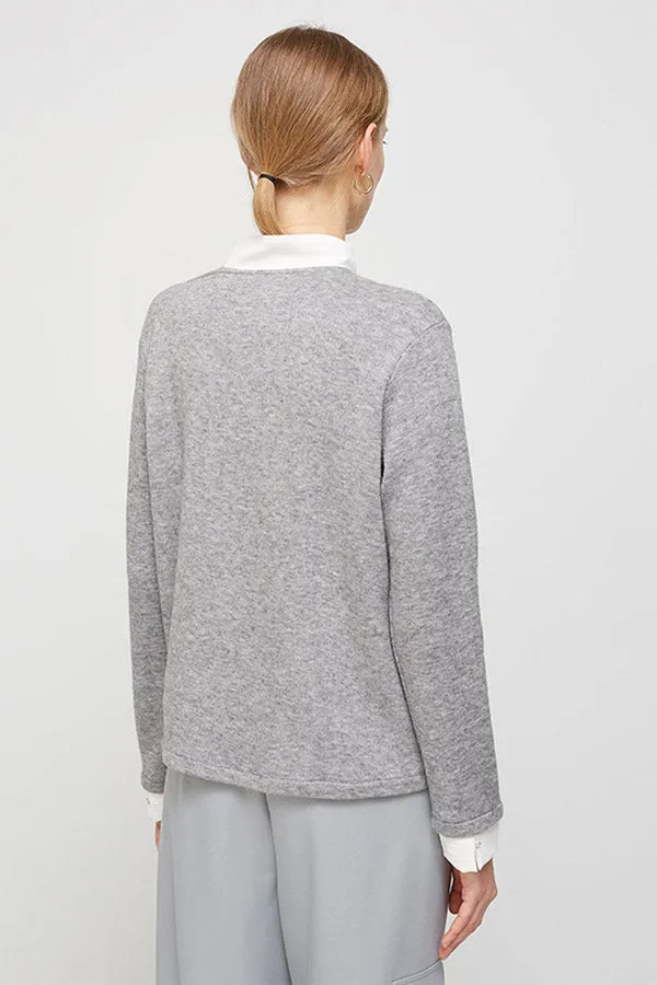 Escorpion KNOT DETAIL GREY BI-MATERIAL SWEATER