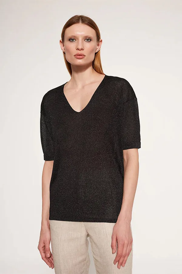 Escorpion LUREX BLACK V-NECK SWEATER