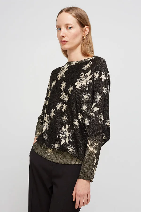 Escorpion LUREX ROUND NECK FLORAL PRINT SWEATER