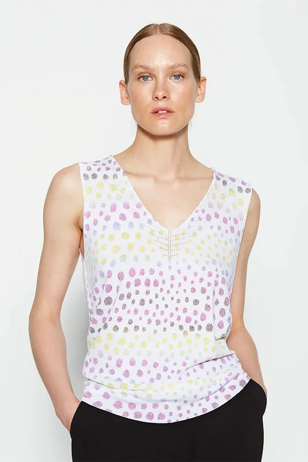 Escorpion POLKA DOT PRINT SLEEVELESS V-NECK SWEATER