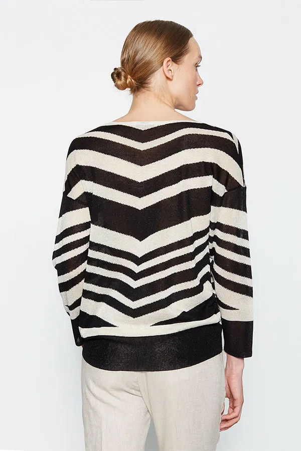 Escorpion TWO-TONE METALLIC INTARSIA BOAT-NECK SWEATER