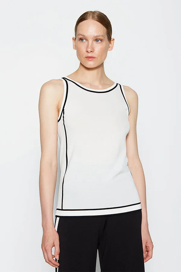 Escorpion WHITE TWO-TONE DETAIL SLEEVELESS SWEATER