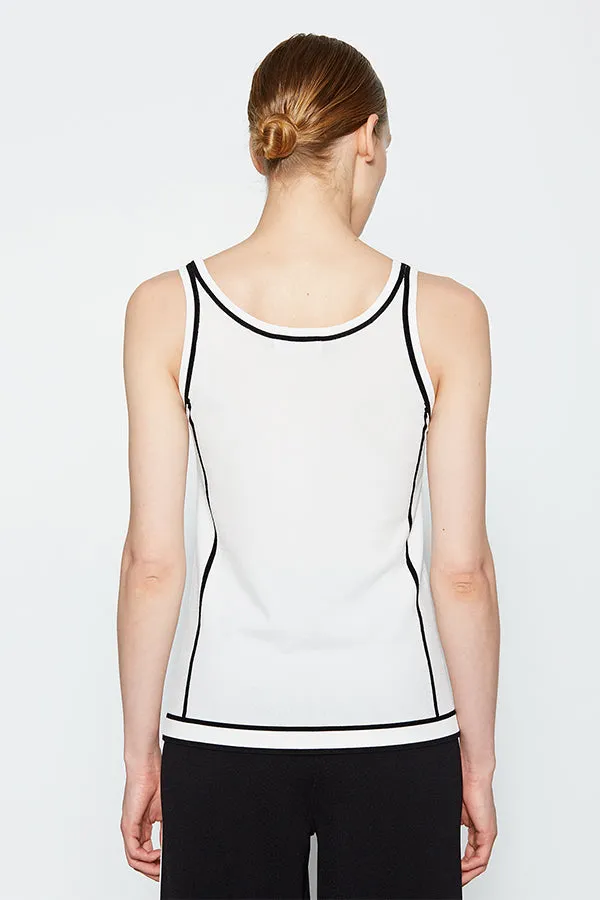 Escorpion WHITE TWO-TONE DETAIL SLEEVELESS SWEATER