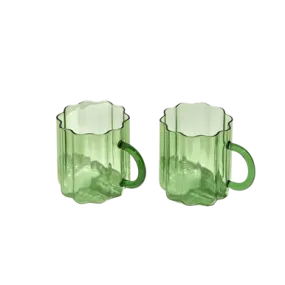 Fazeek Wave Mug Set of 2, Green