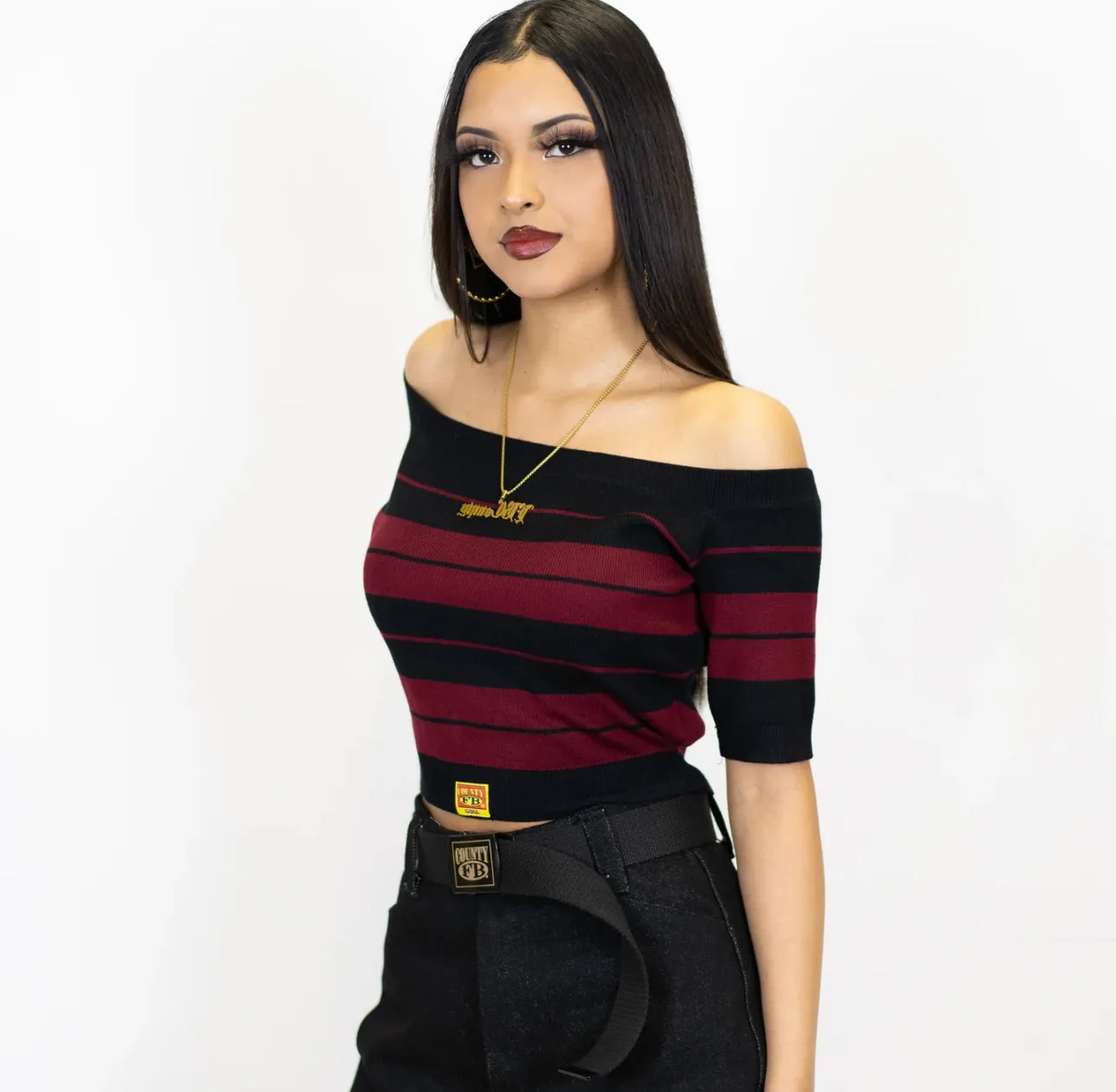 Fb County Charlie Brown Off The Shoulder Crop Tops