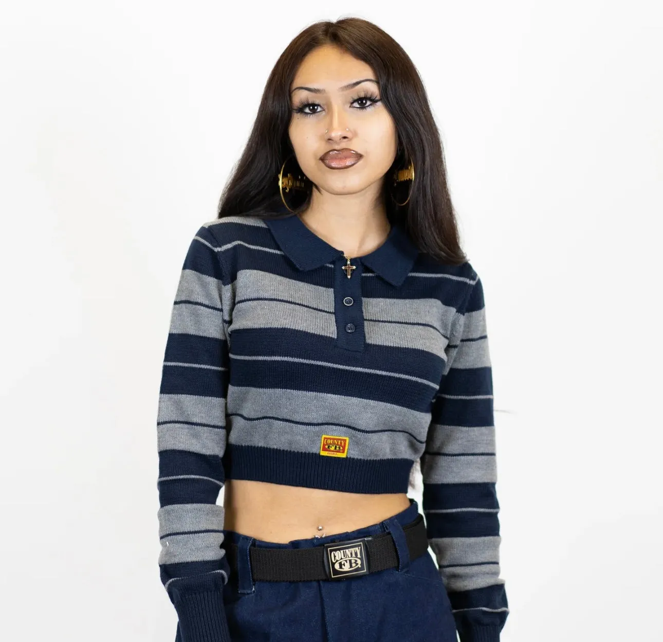 FB County Long Sleeve Charlie Brown Crop Tops