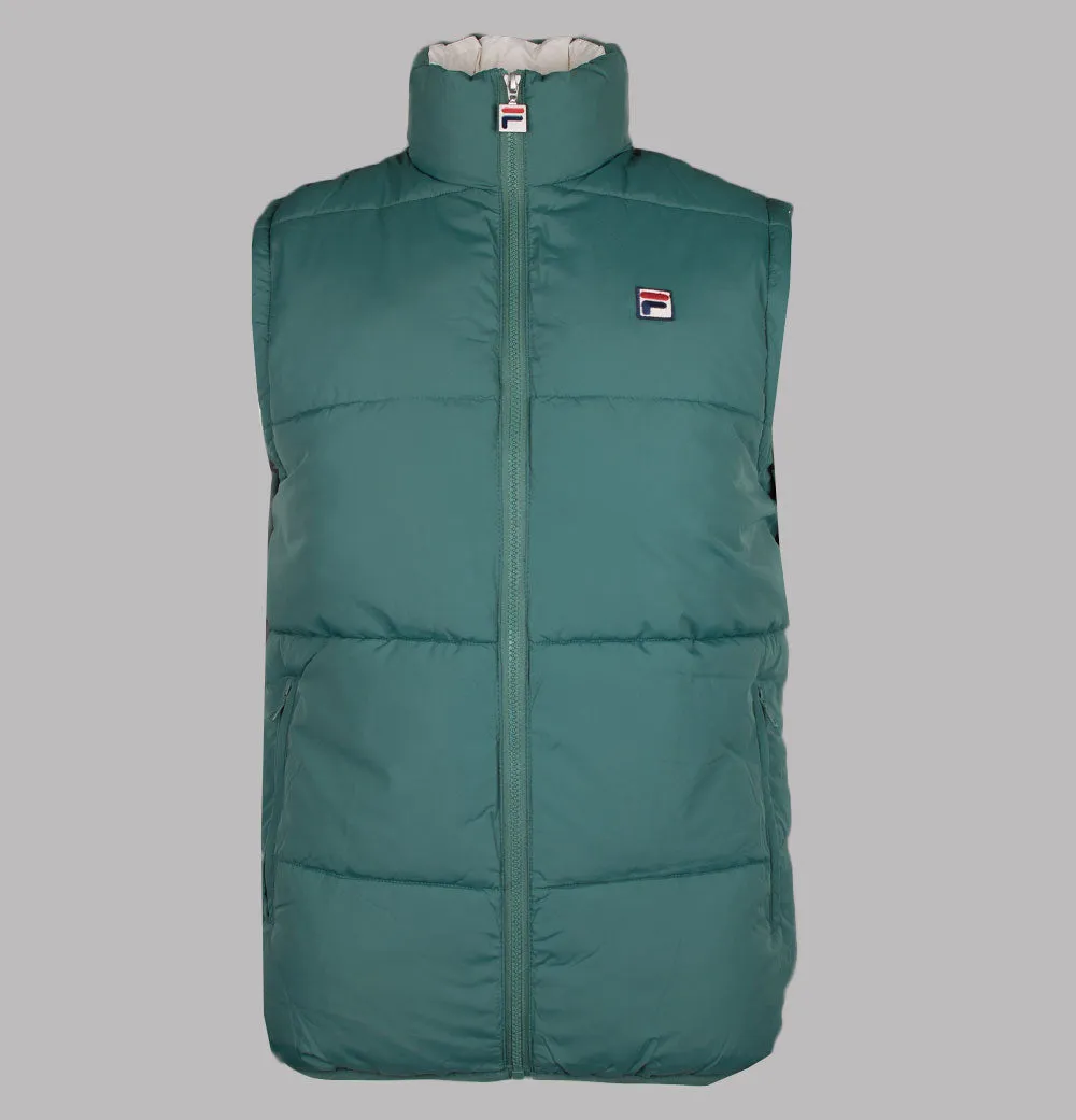 Fila Vintage Mackay Padded Puffer Gilet Dark Forest/Gardenia