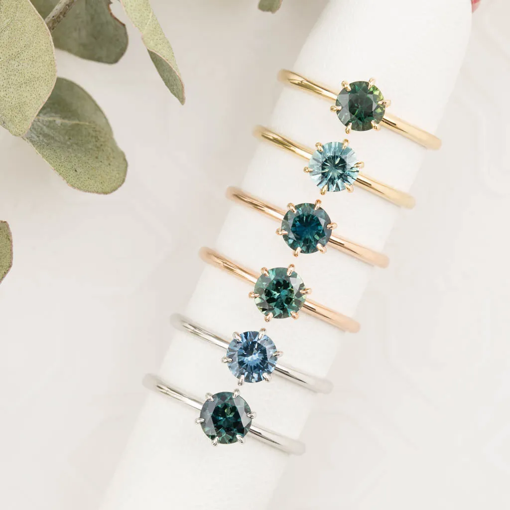 Floryn Ring 0.89ct Parti Blue Green Queensland Sapphire, 14K White Gold (One of a kind)
