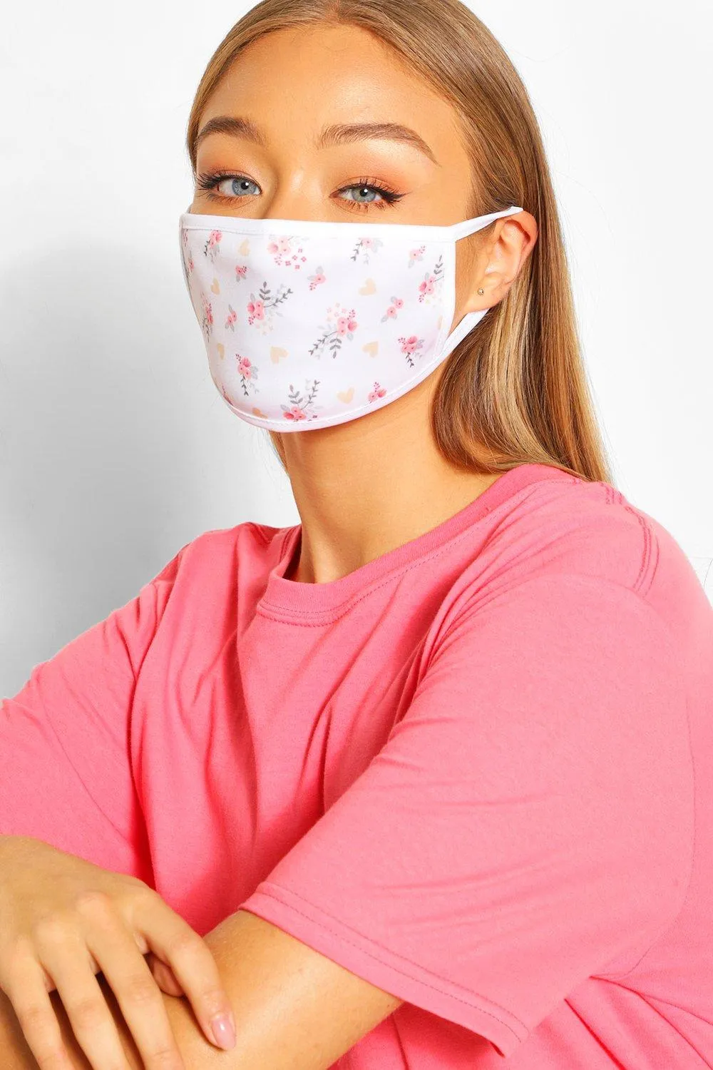 Flower And Heart Fashion Face Mask