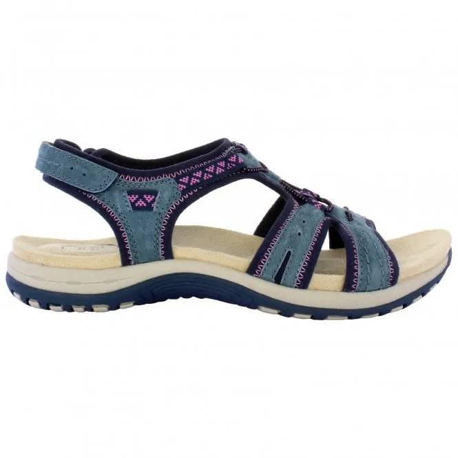 Free Spirit  Womens Fairmont Navy Elasticated Self Fastening Sandals 40526