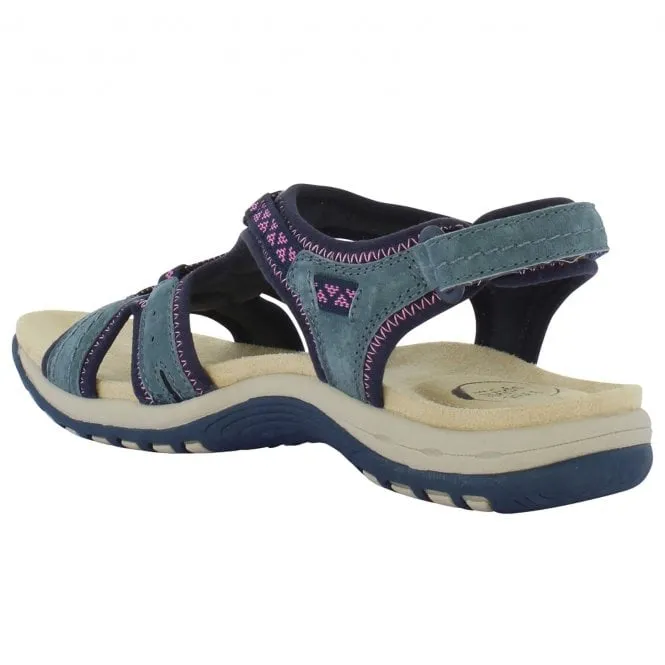 Free Spirit  Womens Fairmont Navy Elasticated Self Fastening Sandals 40526